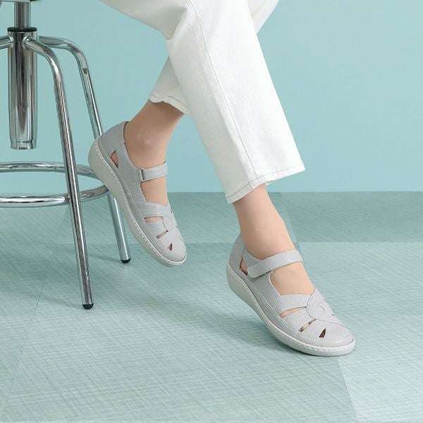 スクエアトウ軽量ウェッジダブルベルトスニーカー【返品交換不可